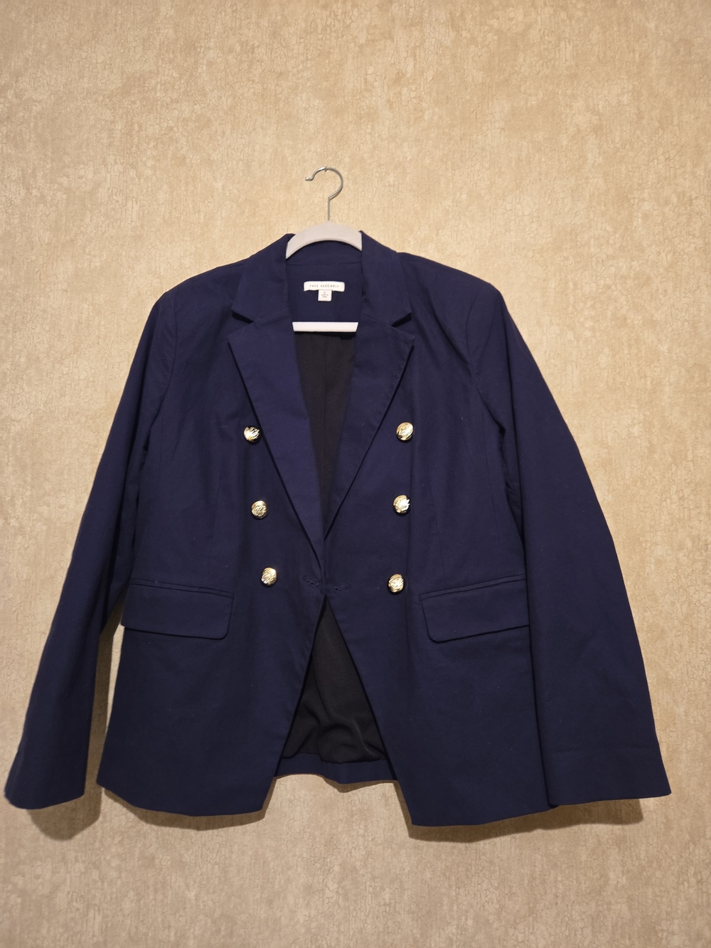Tailored Navy Double-Breasted Blazer with Gold Buttons